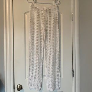 White knit beach pants